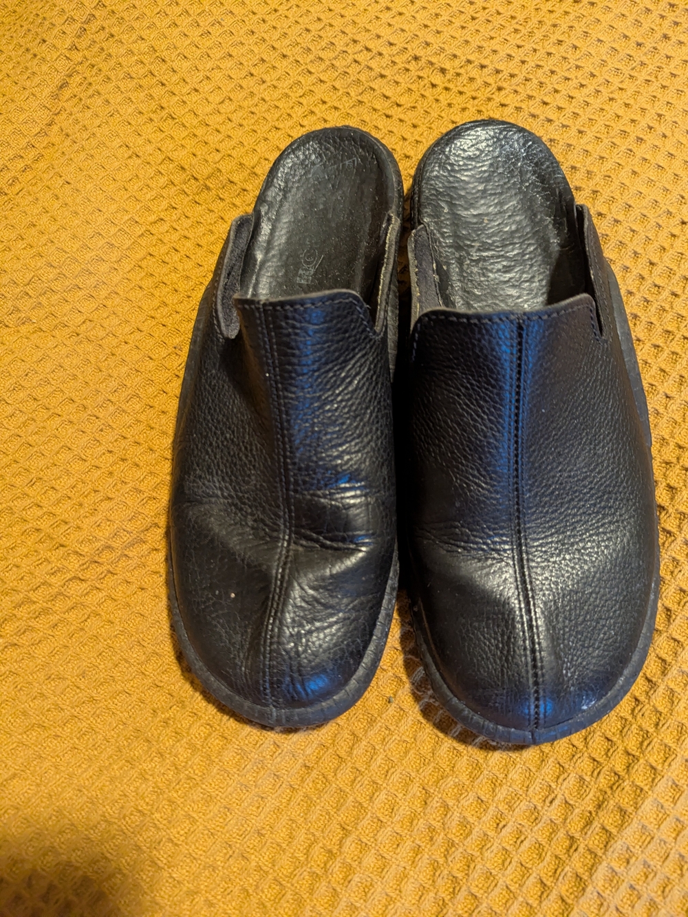 Romika Black Leather Slip-On Clogs, 45